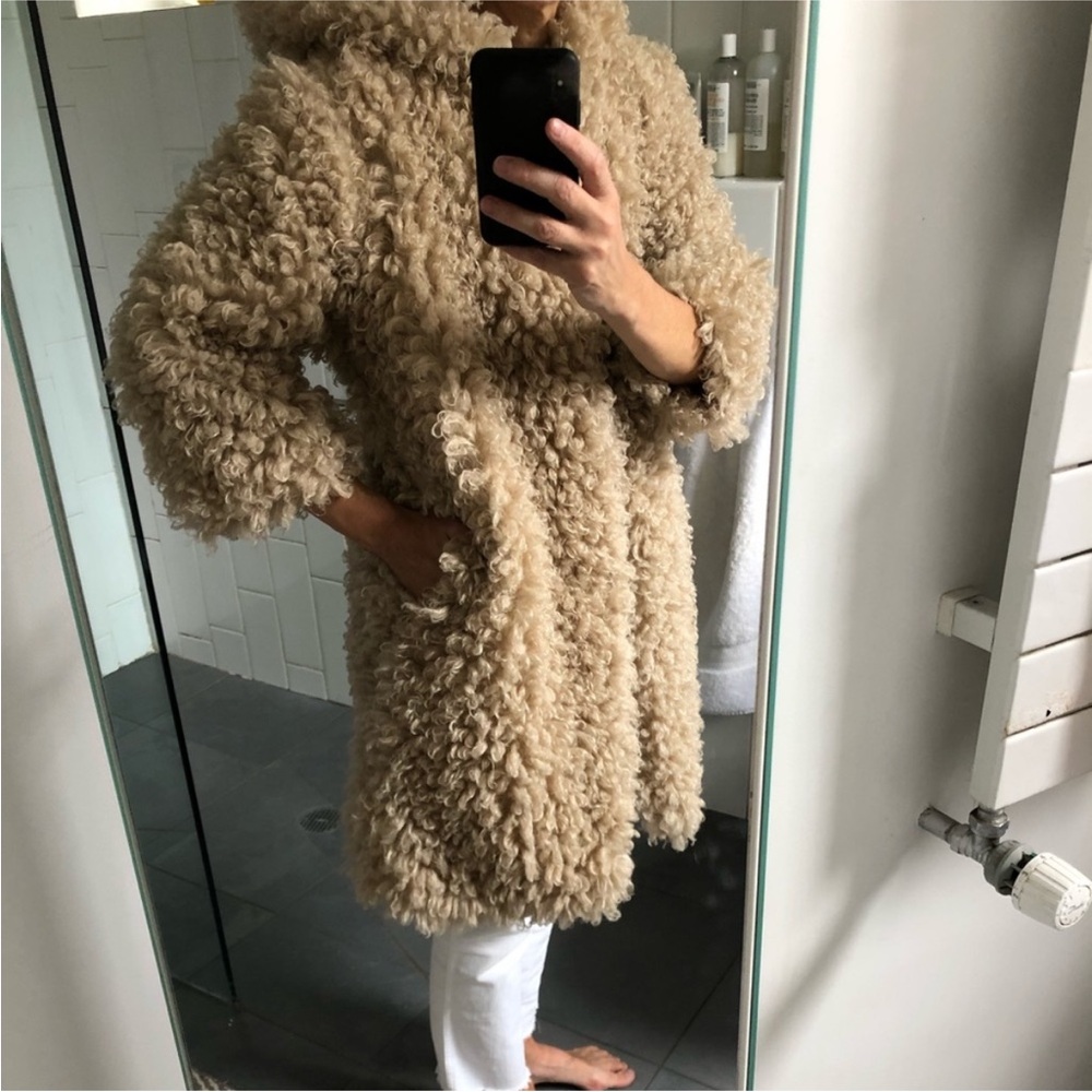 H’s Cabinet Boucle Knit Coat with Hood size Small - Picture 3 of 4